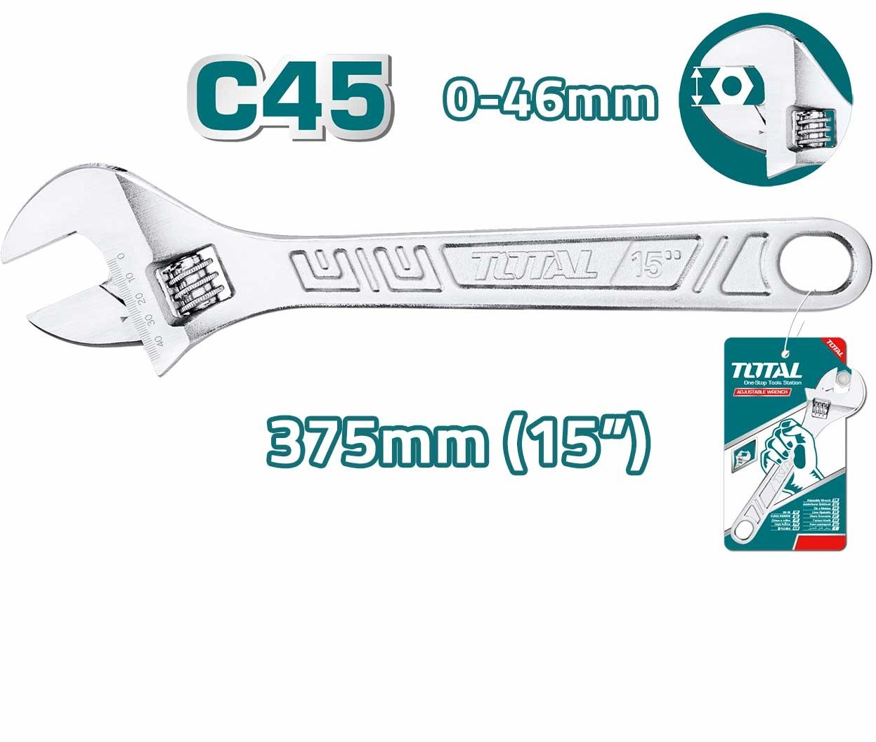 آچار فرانسه سایز 15 توتال مدل THT1010153